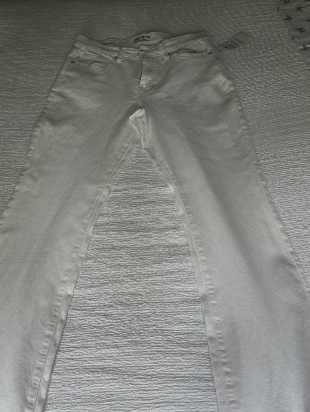 DKNY White Rise Flare Jeans